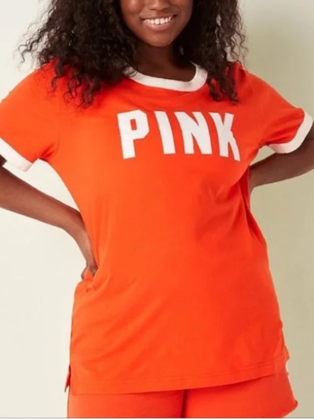 Victoria’s Secret PINK Cotton Campus Ringer Tee